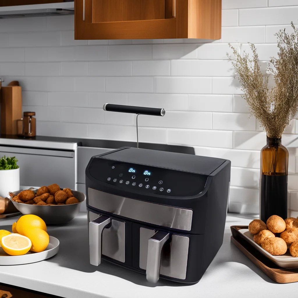 7L Dual Basket Air Fryer Oven Digital Touch 2 Independent Baskets Dishwasher-Safe Basket