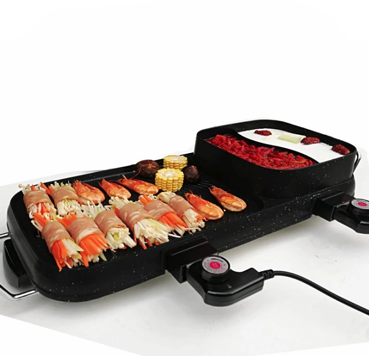 Multifunction pans Electric bbq grill pan  factory wholesale electric griddle with hotpot high quality roasting  teppanyaki pan