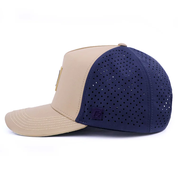 5 panel colorful hat unstructured dad laser hat laser cutting hole cap custom rubber patch laser cut hat