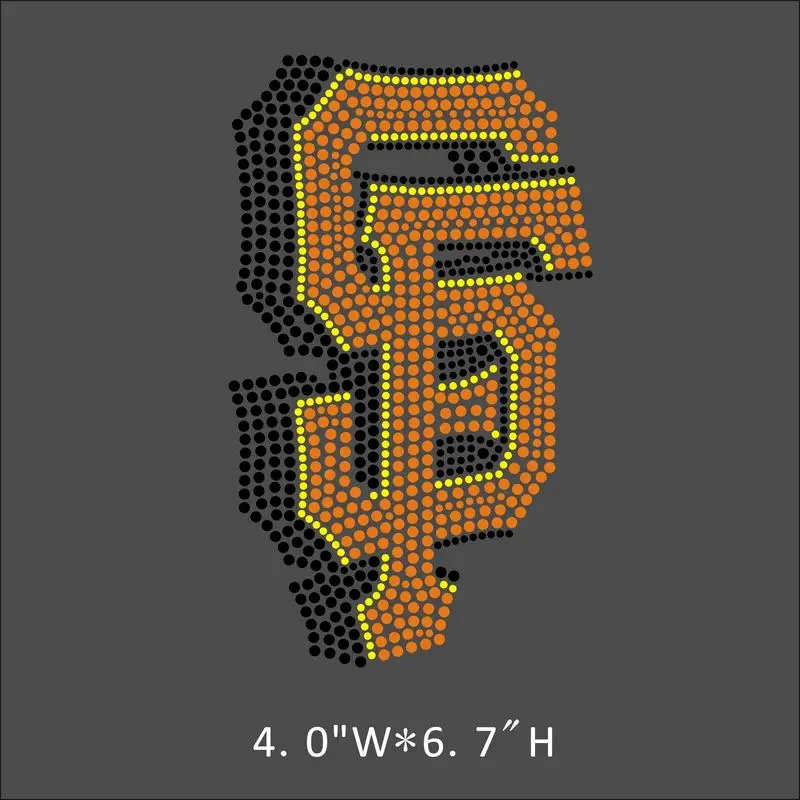 Low MOQ Custom San Francisco 49ers logo Rhinestone Transfer Designs Hot Fix Rhinestone Transfer Motifs Rhinestone Heat Transfers