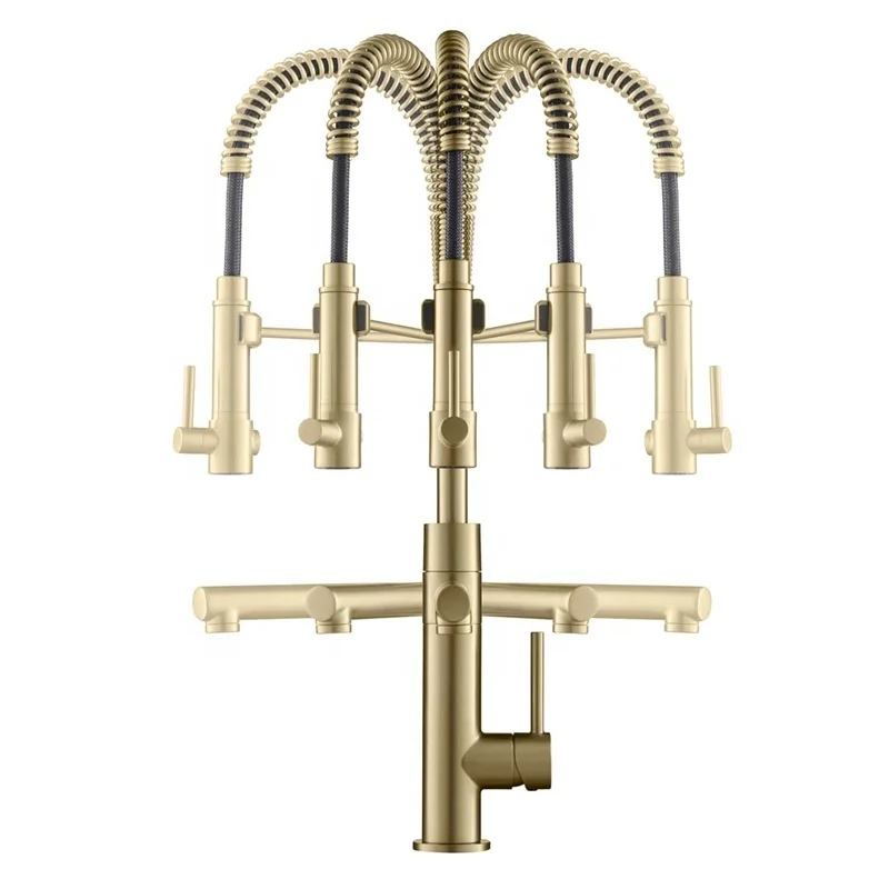 Wholesales  BSCI  factory spring loaded kitchen sink mixer tap faucets golden flexible  tri-flow kitchen faucet  for home