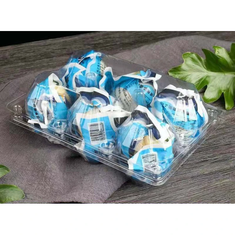 Wholesale customizable 6 grid egg tray flip cover transparent packaging egg tray PET blister material square egg tray