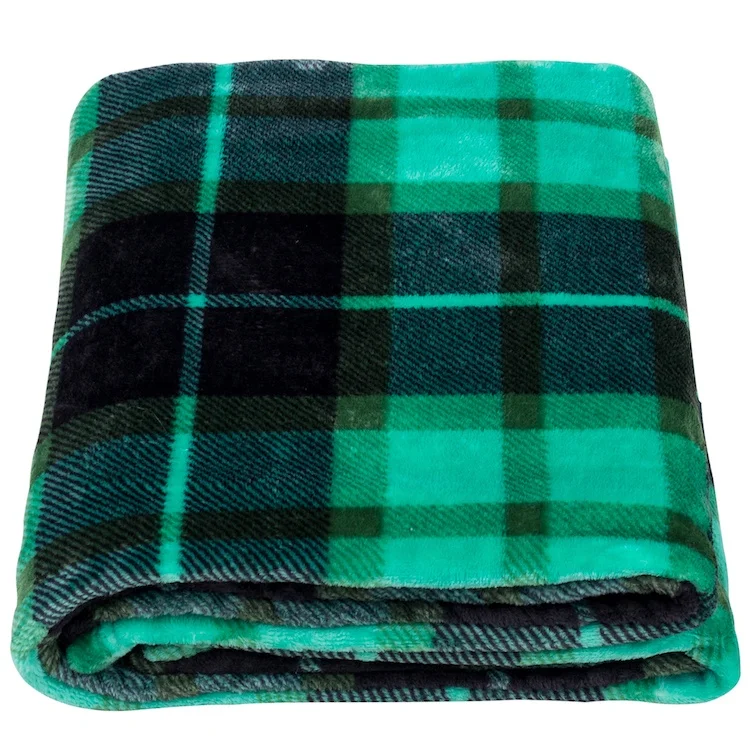  Plaid green blanket printing service Throw blankets personalized Microfiber comforting flannel fleece lush