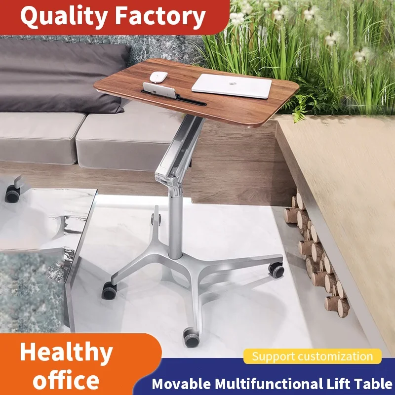 Pneumatic automatic lifting writing desk standing movable computer desk lectern simple office desk