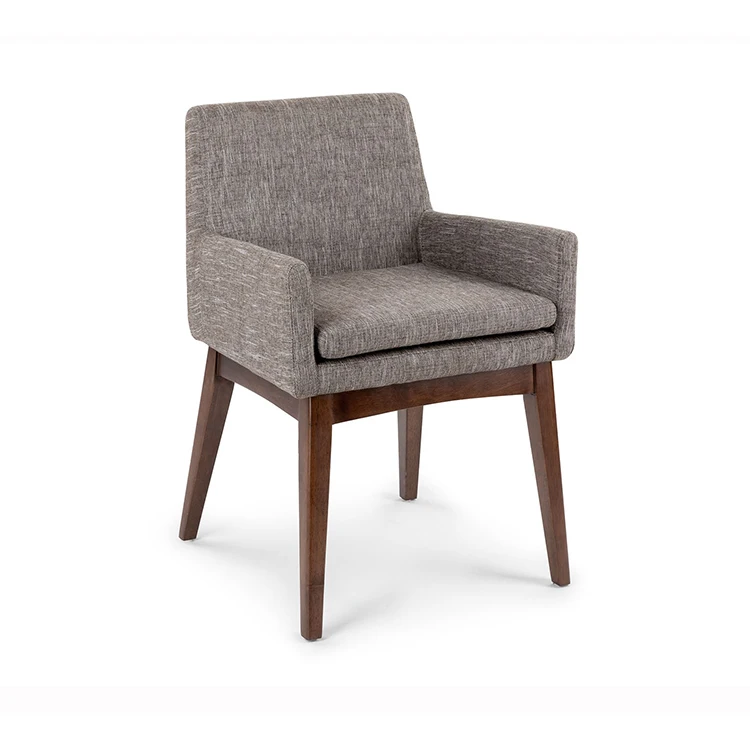 Dining Fabric Chair For Cafeteria Modern Wood Leg Dining Chair with Armrest American Style Upholstered Dining Arm Chairs