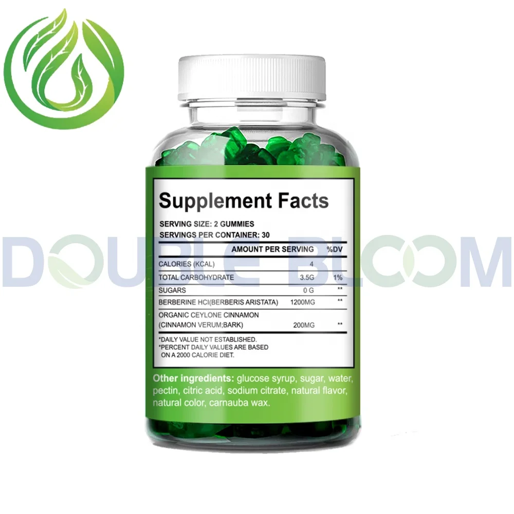 Double Bloom Sugar free berberine gummies berberine with ceylon cinnamon for Metabolism Gut Health HCL Supplement