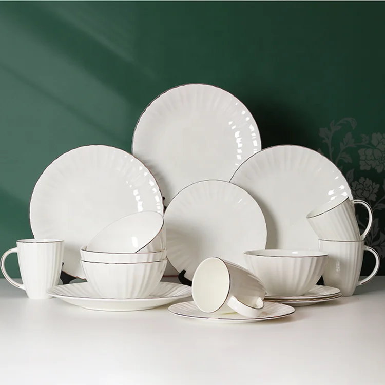 modern style fine porcelain white ceramic 16pcs dinner set