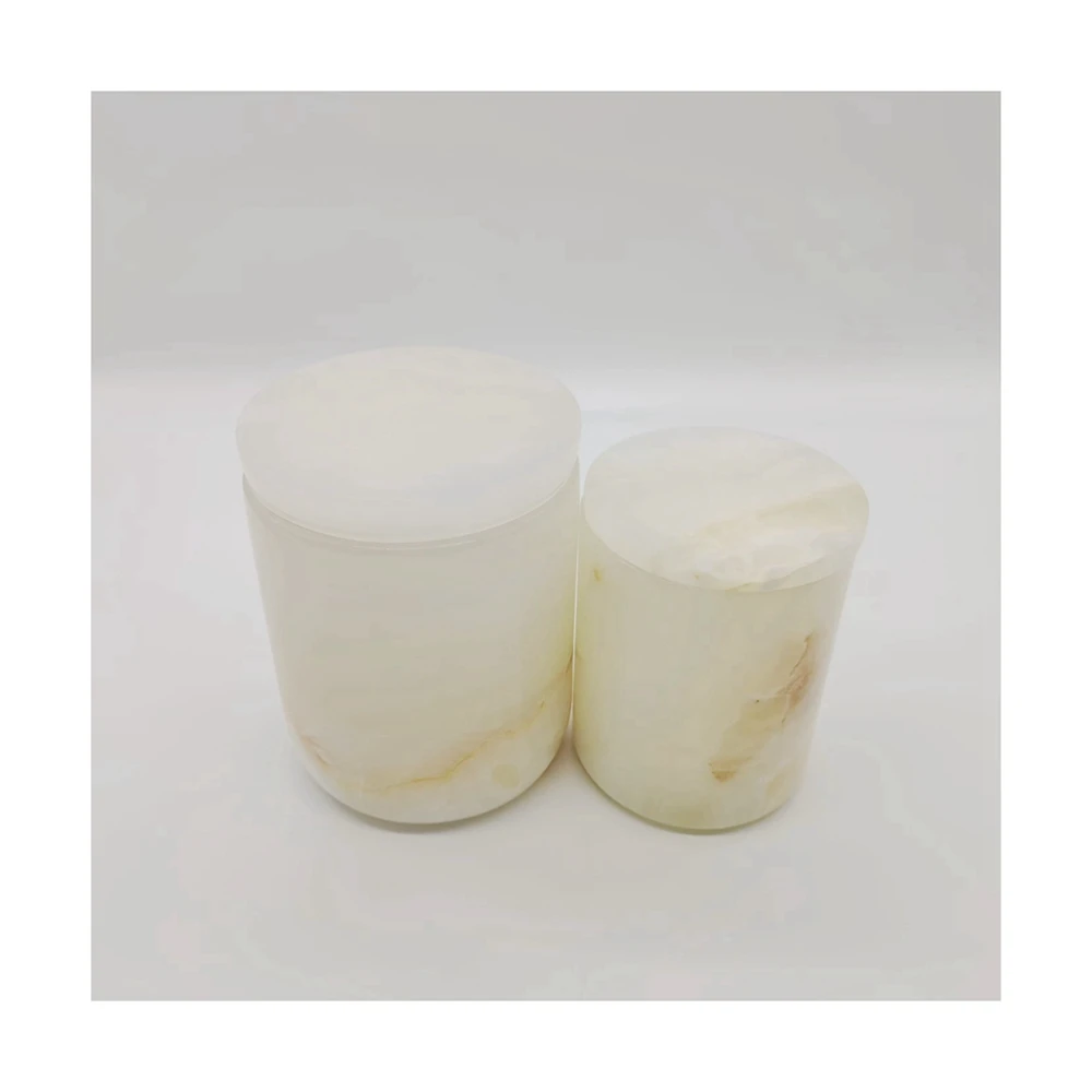 Wholesale luxury white Onyx candle holder candle jar with lid