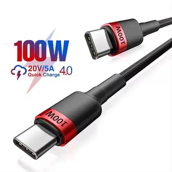 Nylon Braided Super Fast Charge 5A 100W Cable Dual Type C To Type C Cable Fast Charging For Samsung