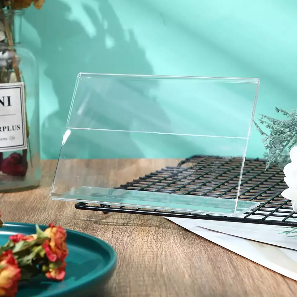 Inclined Plane Photo Frame Qr Code  Customizable Transparent Acrylic Display Stands