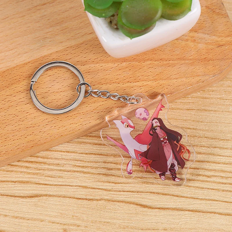Anime Acrylic Double Layer Sandwich Pendant Demon Slayer Keychain
