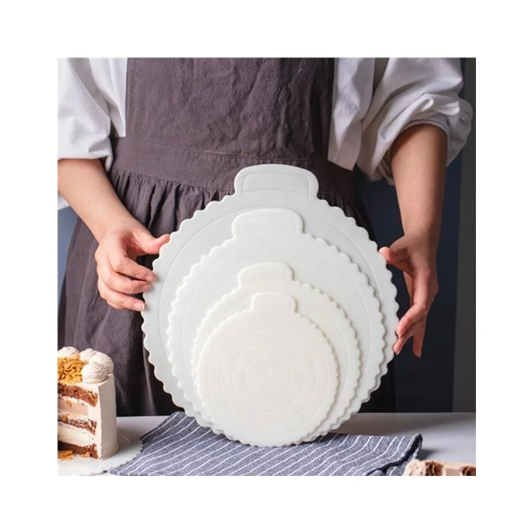 
Beheart White Reusable 4/6/8/10 Inches Baking Tray ABS Plastic Cake Box Hard Board Holder 