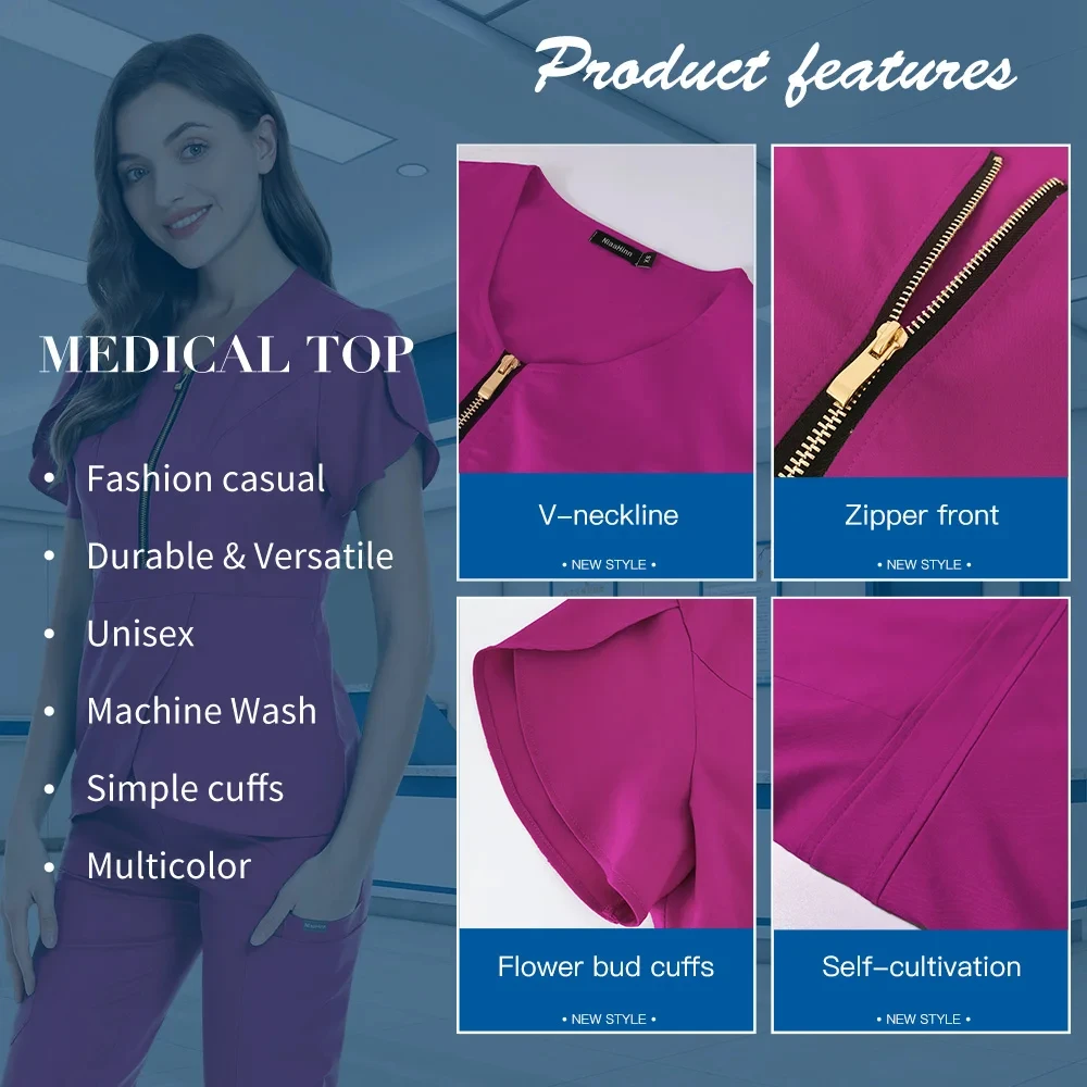 Fashionable Doctor Scrubs Uniform Medical Long Sleeve Scrubs Uniform Scrubs Uniforms Sets Nurse With Printed Design