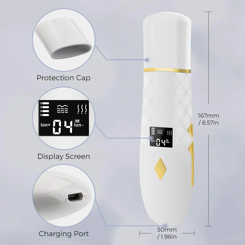 
Portable EMS Ultrasonic Facial Pore Cleaner Machine Skin Peeling Scrubber for Exfoliator Blackhead Face Lift 
