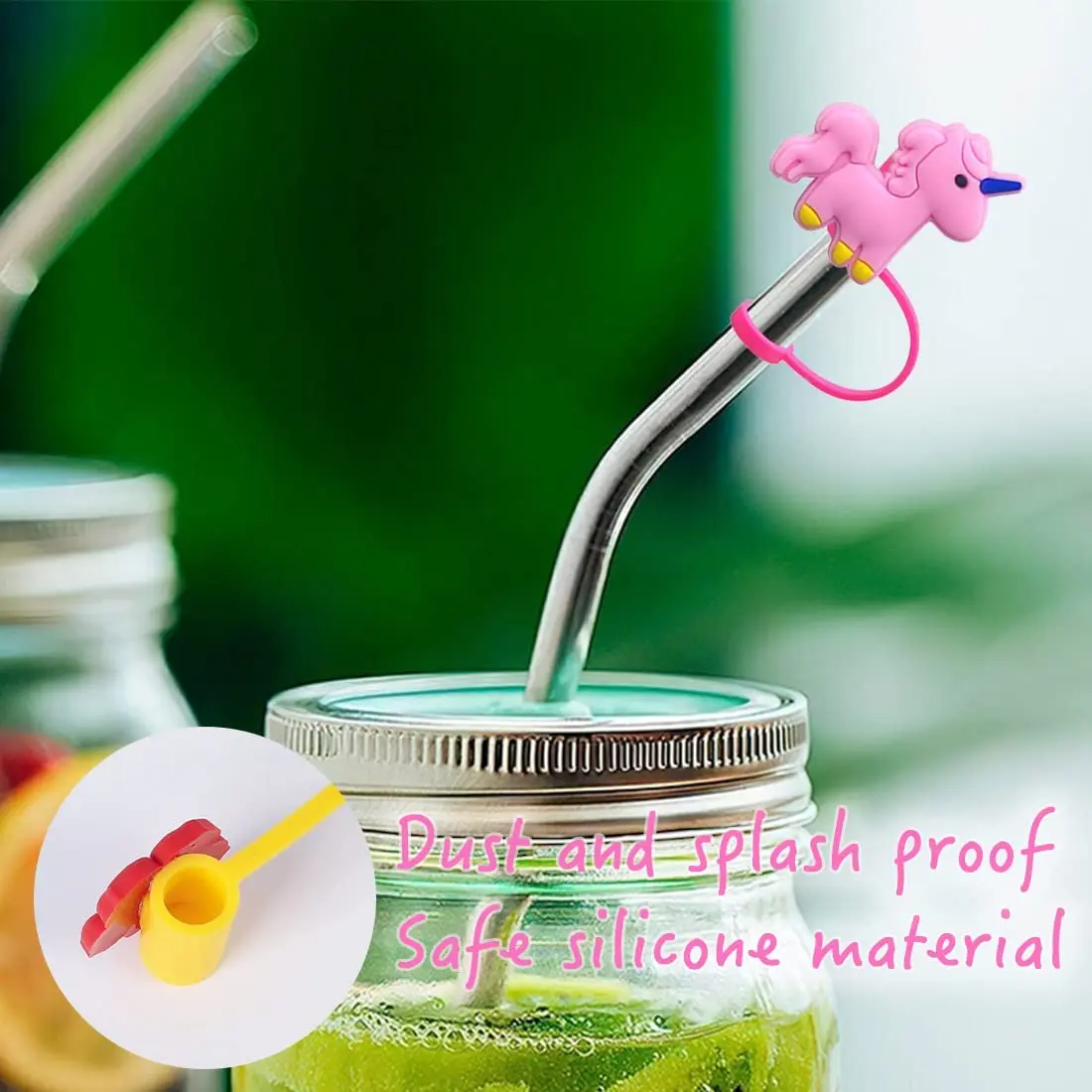 reusable  straw toppers Food grade silicone straw cap
