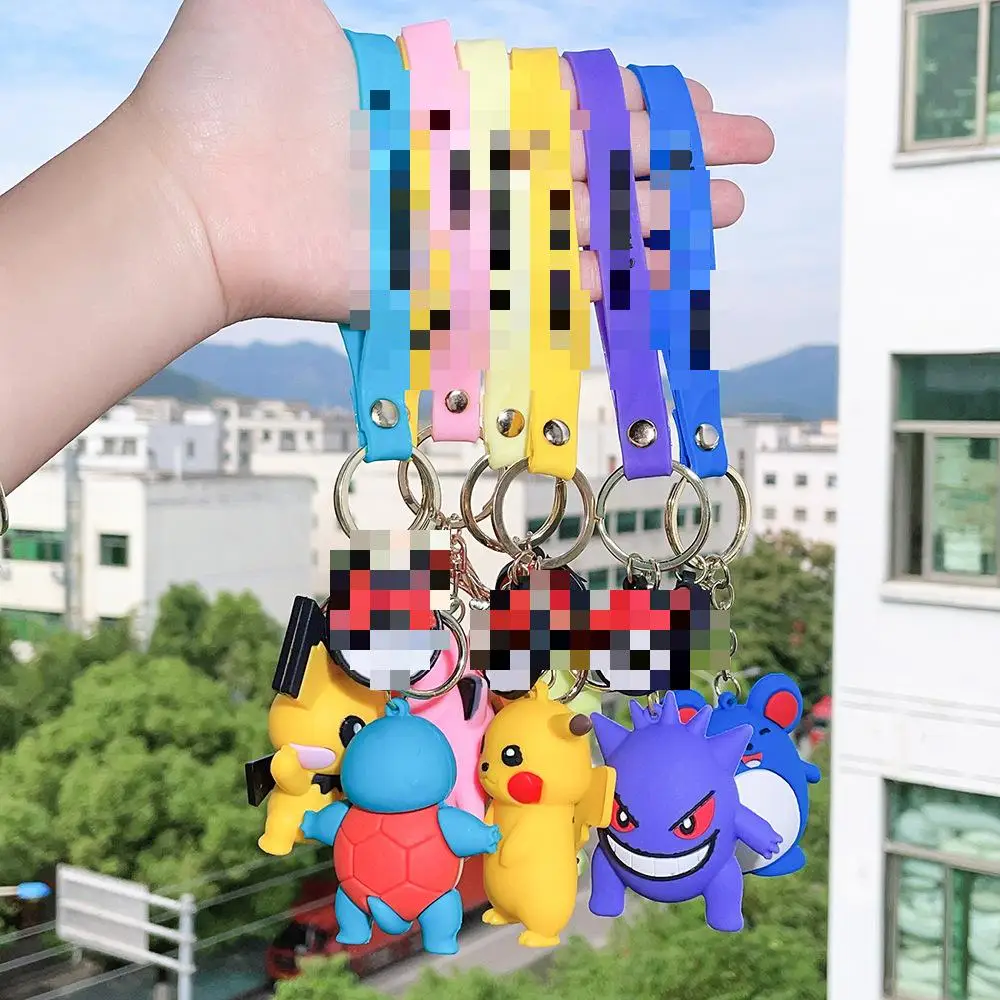 Hot Sale Custom Pokemoned Cartoon Character Kid Pikachu Keyring Key Chain Toy Rubber 3d Soft Anime Pvc Keychain Toys