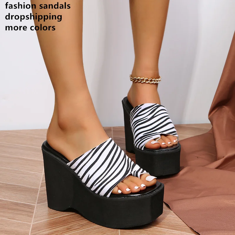 Dropshipping Women Slippers Fashion Summer Shoes High Heels Slides Platform Wedges Ladies Women Sandals Shoes