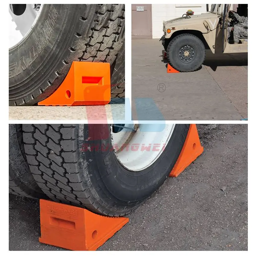 Light Weight PU Orange Trailer Tire Camper Parking Lot Curb Blocks Wheel Chocks Parking Blocks Car Wheel Wedges For Vehicle