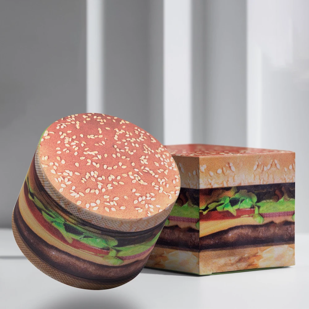 50mm Realistic Cheese Burger in a Sesame Seed Hamburger Customized Logo Tobacco Grinder in Smoking Shop