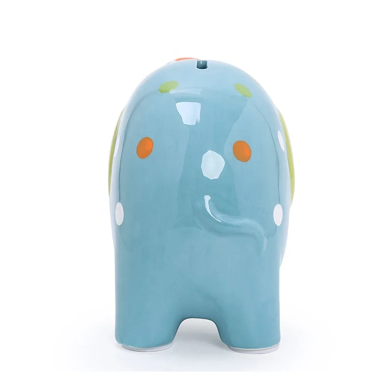 
Elephant Ceramic Blue Color Coin Bank Cute Porcelain Animal Piggy Bank For holiday Kids home decor gift 