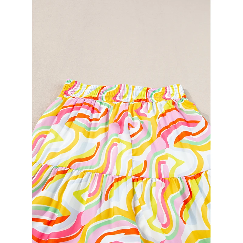 Dear-Lover New Arrivals Abstract Leopard Print Tiered Flowy Long Maxi Skirts For Women