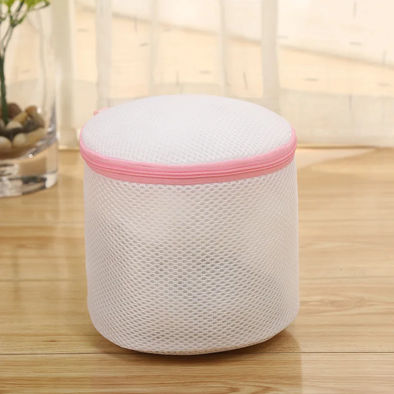 OEM fabric polyester nylon foldable zipped customized wash mesh laundry bag