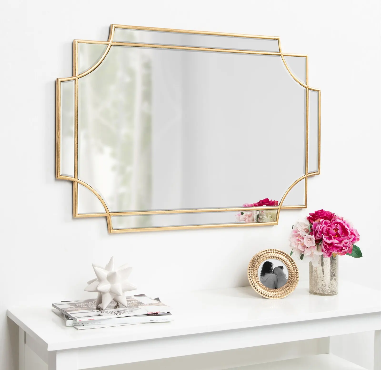 Factory custom wholesale large size gold wall mirror suitable for living room vanity modern wall mirror