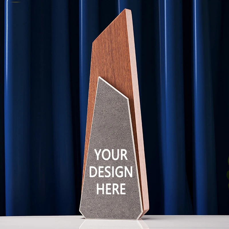 Wholesale Block Souvenir Music Piano Sample Manufacturer 3D Glass And Wood Shield Wooden Award Gold Plaque Trophy with Wood Base