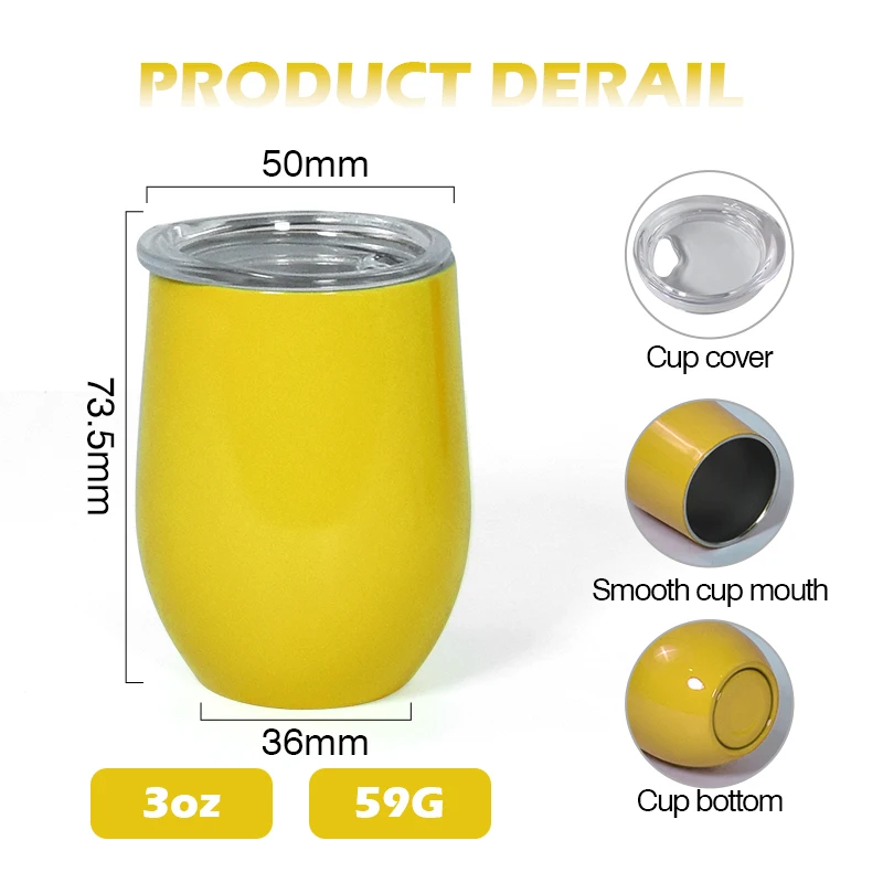 Wholesale Sublimation 3oz Mini Wine Tumbler 4 Mixed Color Double Wall Stainless Steel Tumbler Cup With Lid And Straw