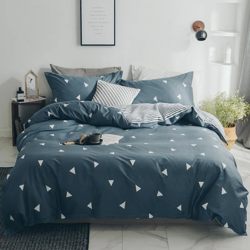 
OEM ODM Custom Wholesale Four-piece Bedding Set Printed Brushed King Size Wedding Luxury Bed Sheets 
