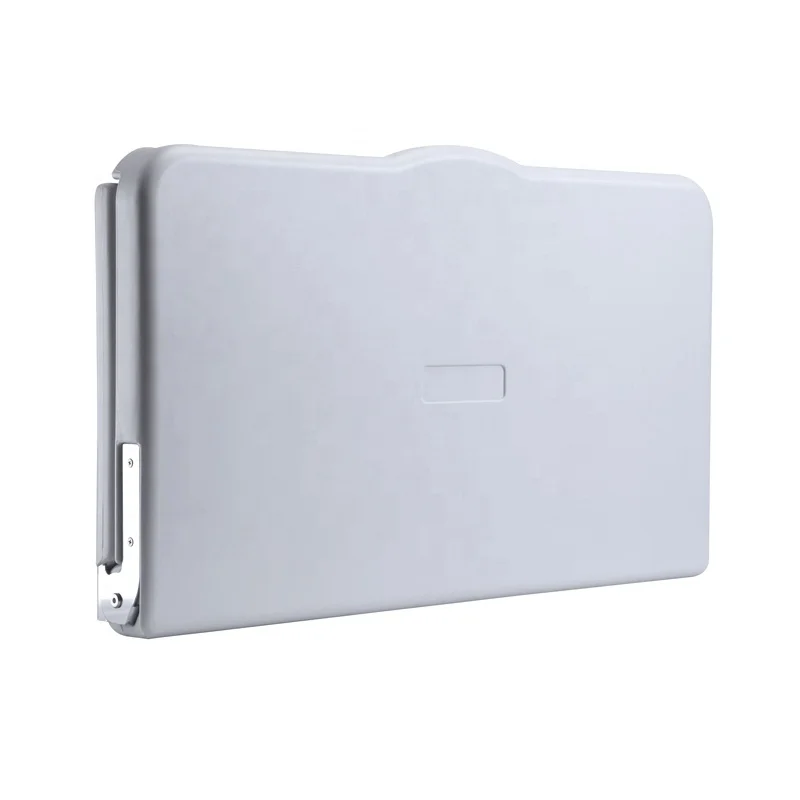 Commercial HDPE Wall Folding Change Station Sturdy Baby Diaper Change Unit With Security Dual Protected Belt System White Grey