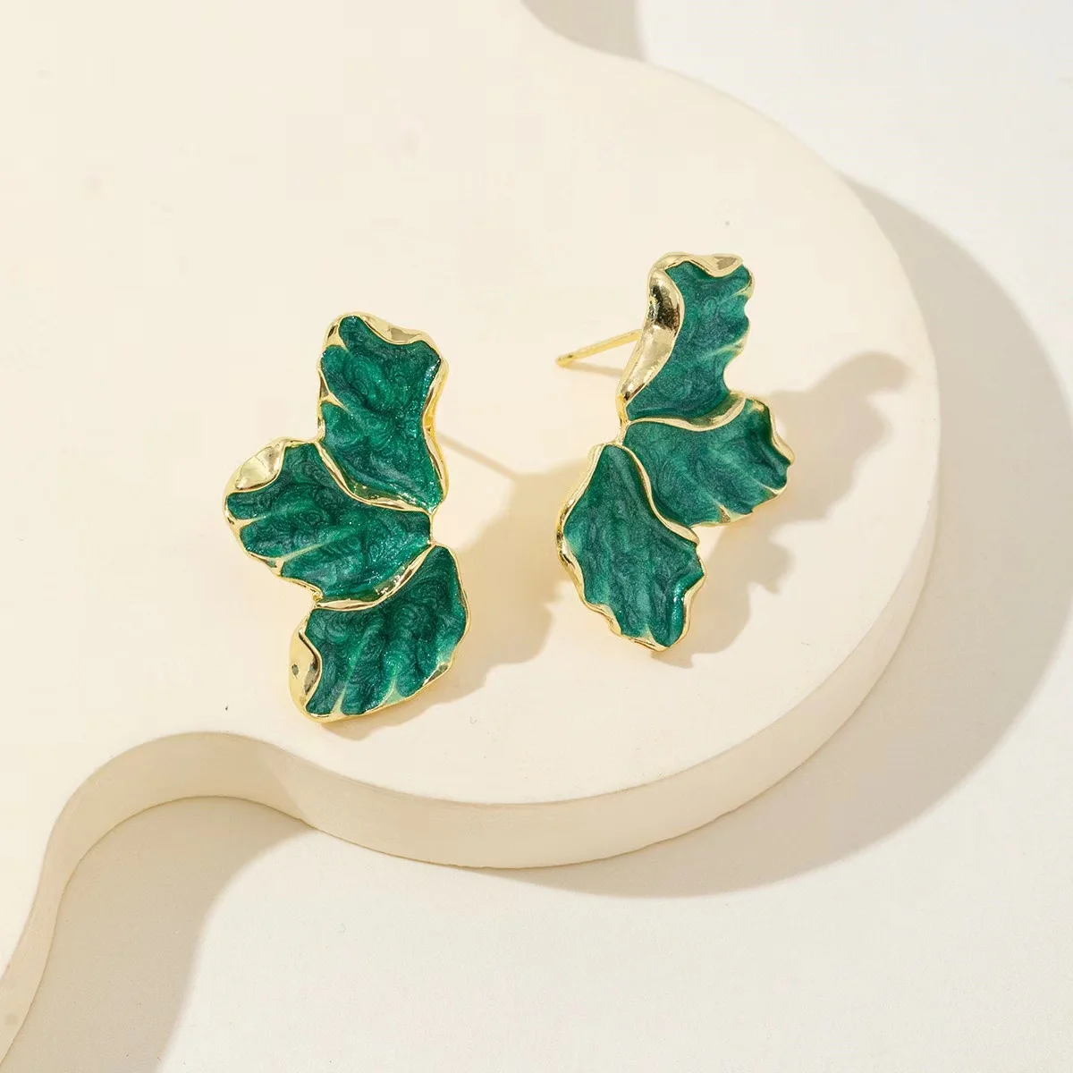 Trendy Jewelry Unique Statement Maple Leaf Flower Drip Oil Earrings Multiple Colors Enamel Irregular Petal Earrings For Women