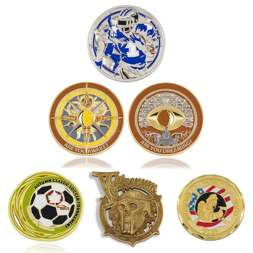 Custom Commemorative Souvenir Brass Gold Silver Logo 3D Metal Enamel Blank Challenge Coin Brass