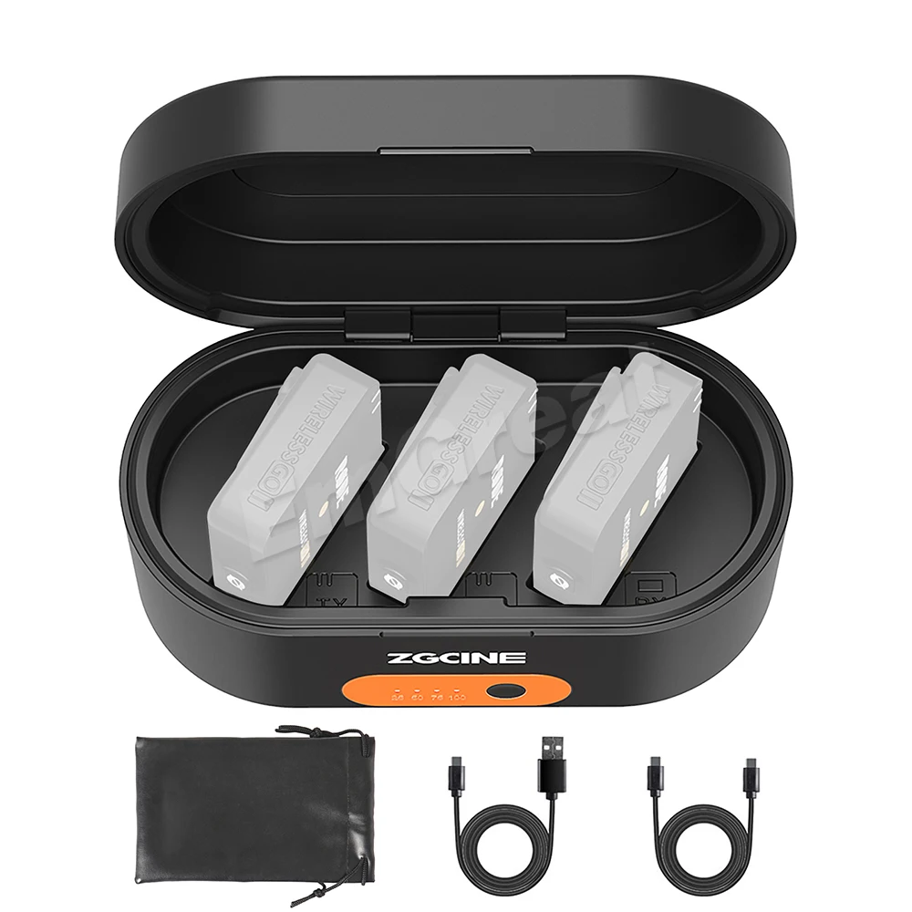 ZGCINE ZG-R30 Charging Case Box for Rode Wireless GO I II Mic with 3400mAh Built-in Battery Portable Fast Charging Power Bank