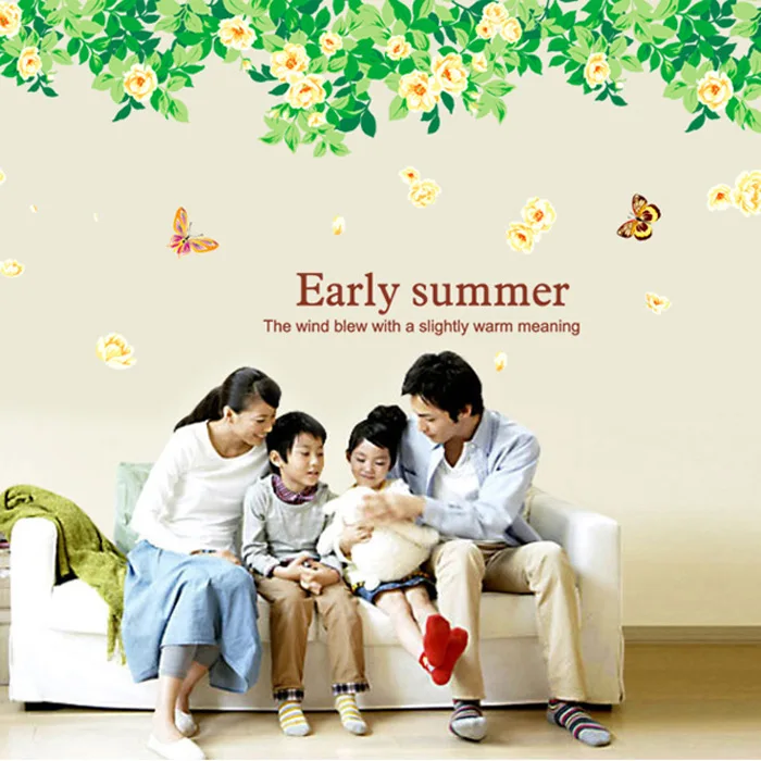 Flower Branches Vinyl Removable Art Wall Decal Stickers Home DIY Wall Decoration Paper