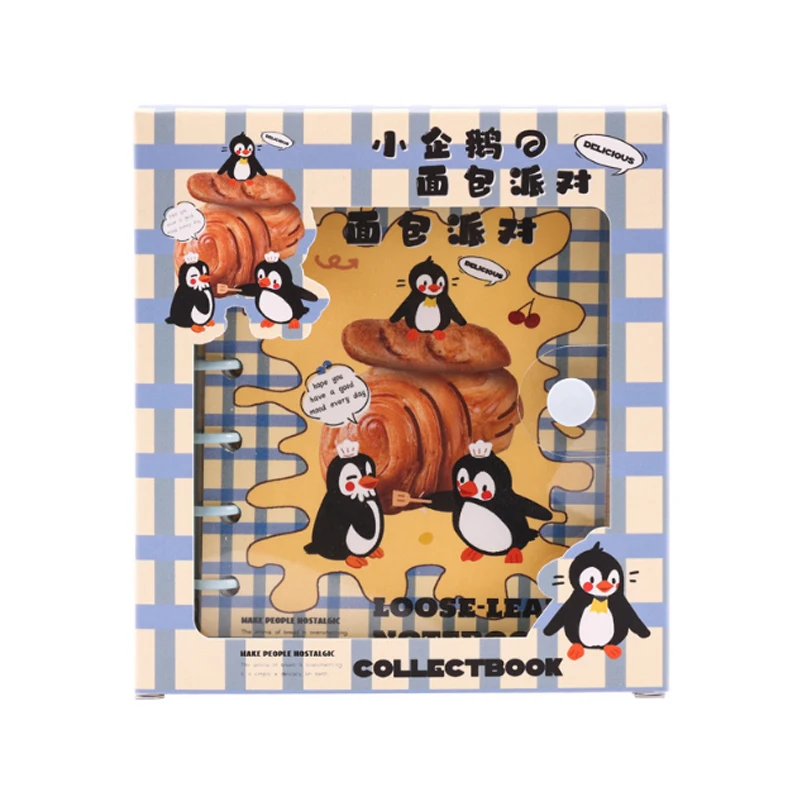 HK Little Penguin Bread Party Loose-leaf Gift Box Notebook