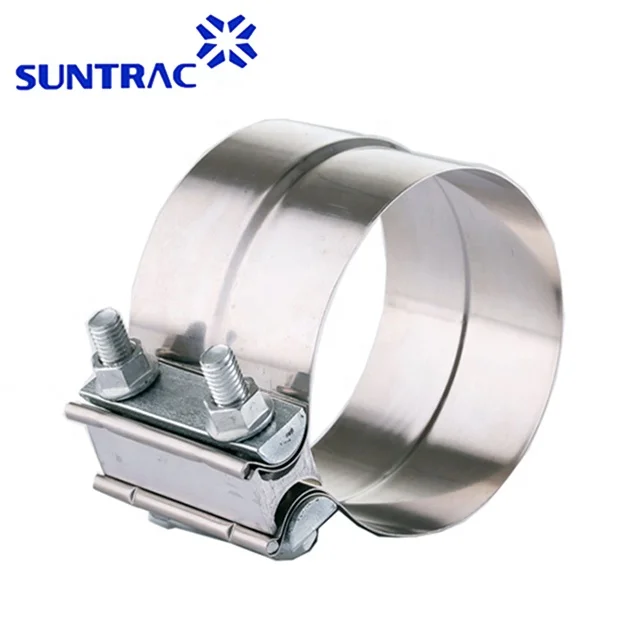 abrazadera Pre-formed wide band exhaust hose clamp with step