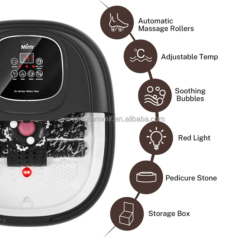 Home Foot Pedicure Foot Spa Bath Massager Machine With Bubble And Automatic Rotary Shiatsu Massage Rolles