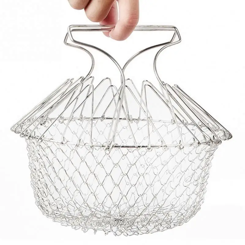 Food baskets stainless steel frying basket stainless steel folding french fries basket