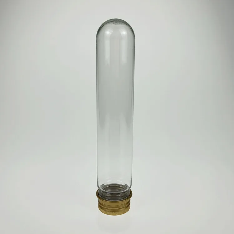 Customized 80ml Round Bottom PET Plastic Test Tube with Aluminum Screw Cap for Shoes Laces Charging Cables Candy Packaging