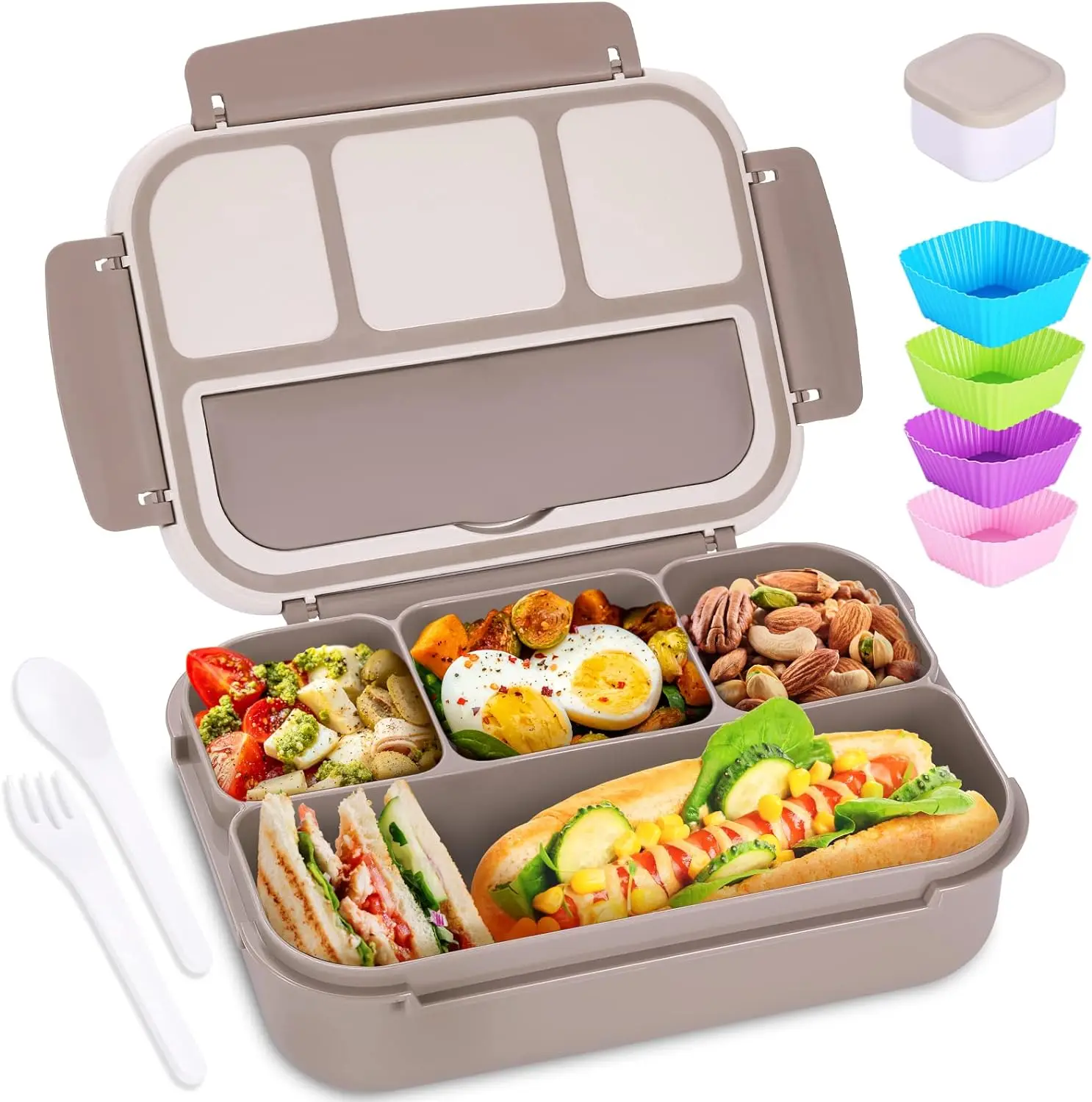 Bento Box Adult Lunch Box Containers for Adults  4 Compartments, Lunchable Food Container Microwave & Dishwasher Safe
