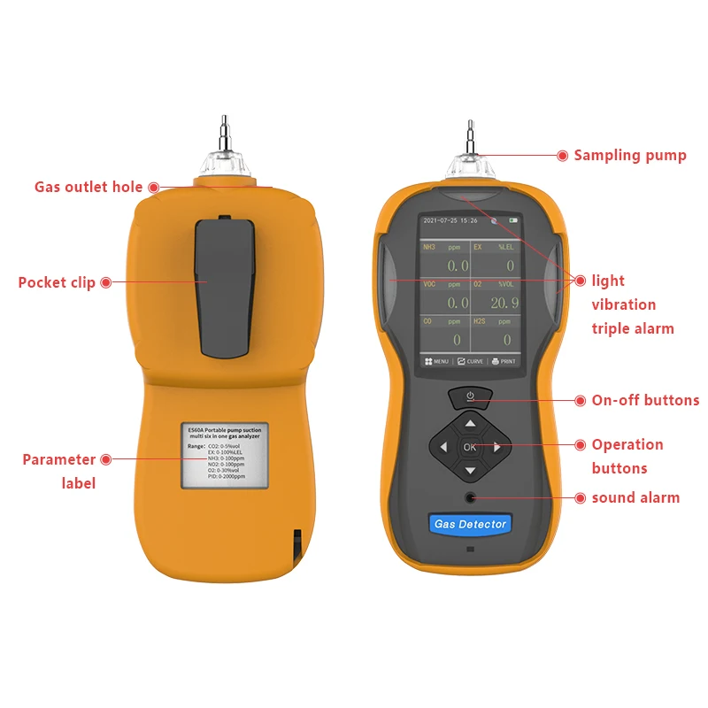 Factory supply new-arrival portable 6 gases optional gas analyzer ES60A with best price