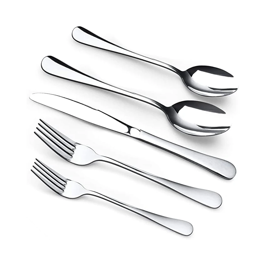 Flat 4X5 Knife Spoon Fork 1010 Type BPA Free Wrapped Real Metal Silverware for Party