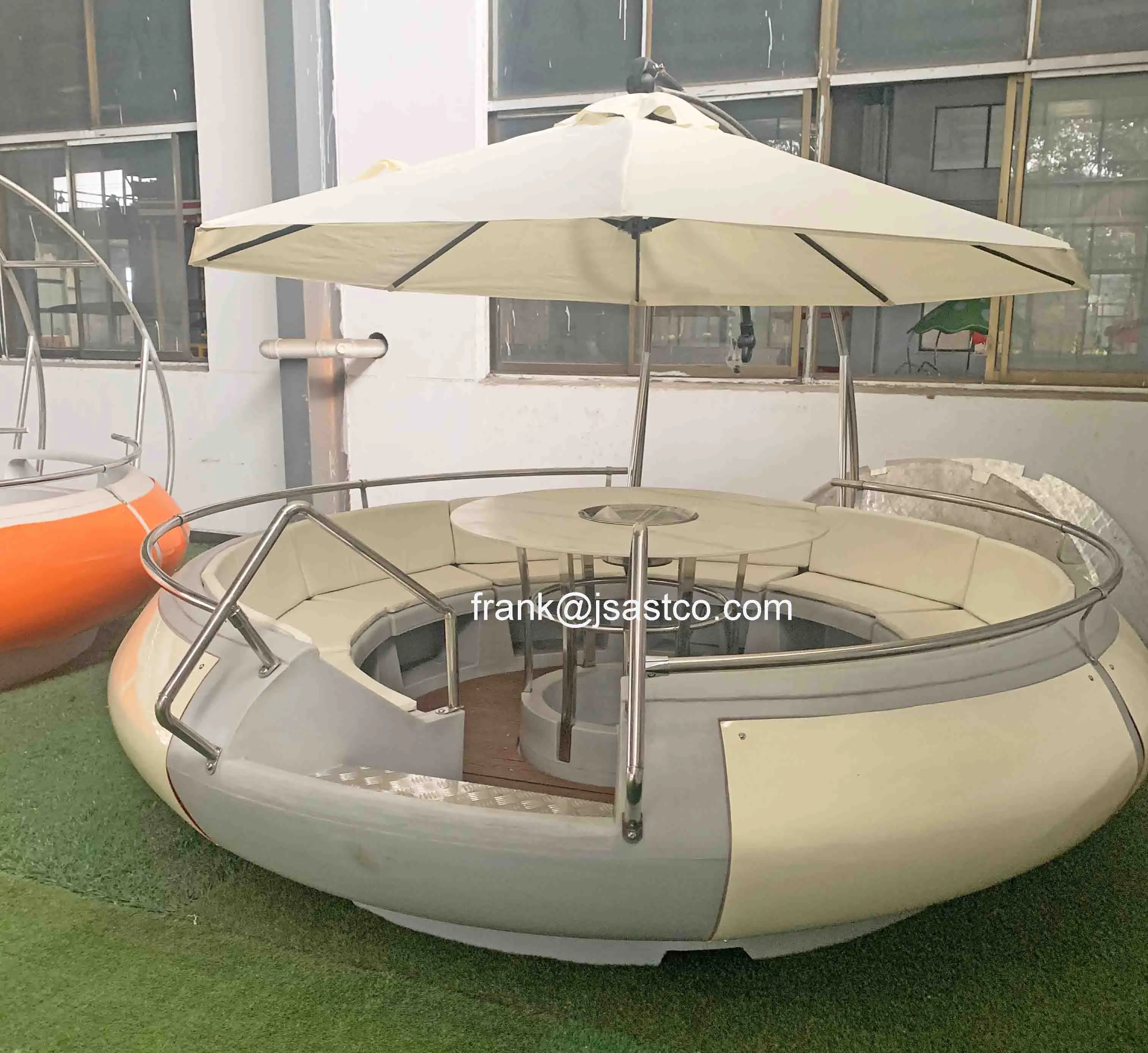 10- 12 person seats Factory Wholesale customized color logo Electric Barbecue Boat BBQ Donut Boat for Sale floating party boat