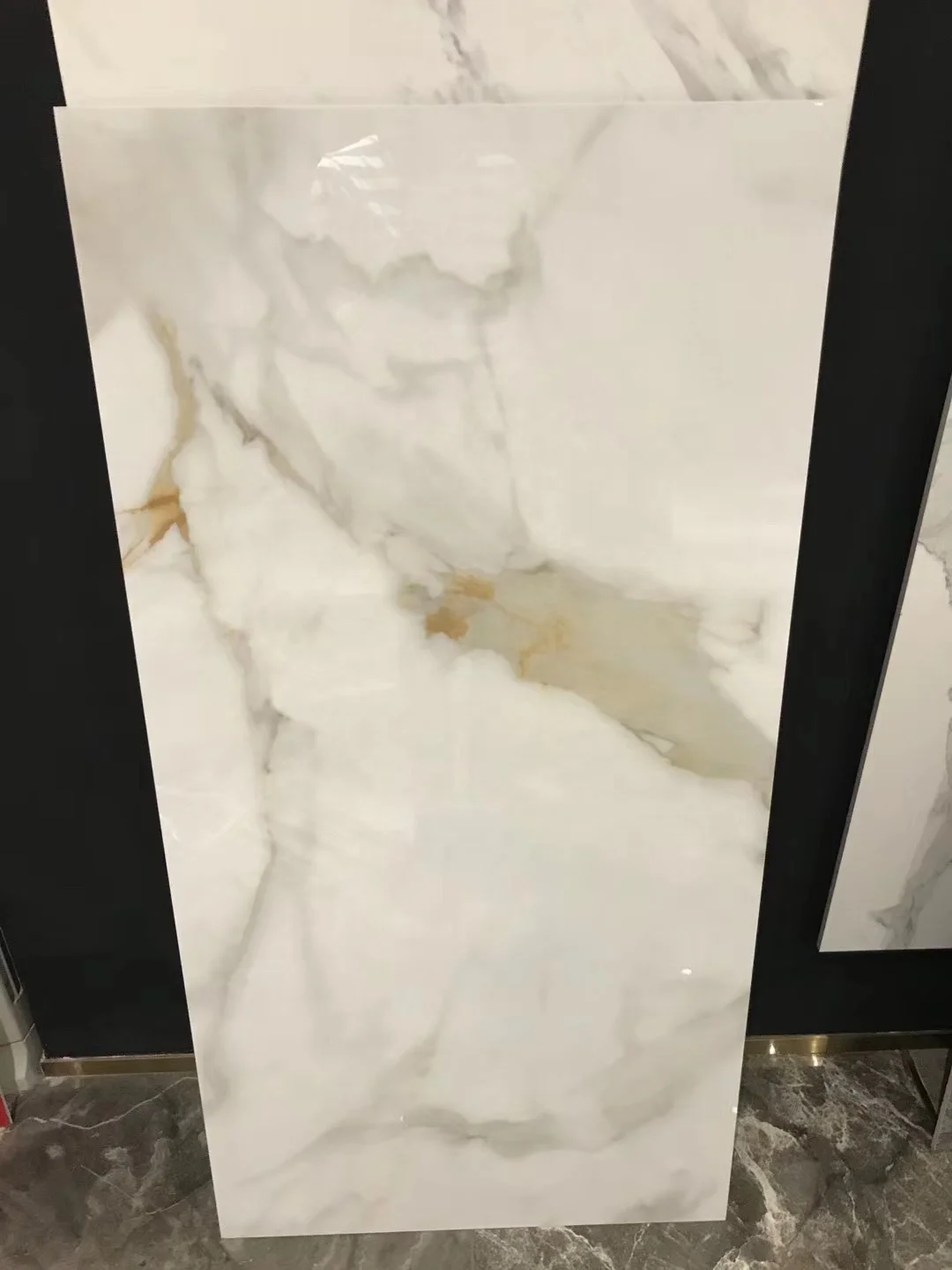 Living Room Floor and Wall Polished Porcelain Tile Project Tile