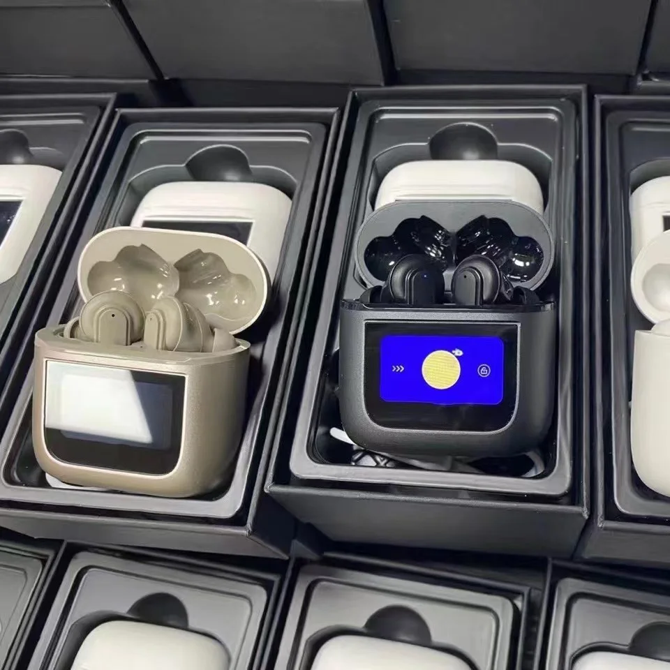 V8 TWS Earbuds with LCD Touch Display Passive Noise-Cancellation and Active Noise Reduction In-Ear Wireless Headphone Headset