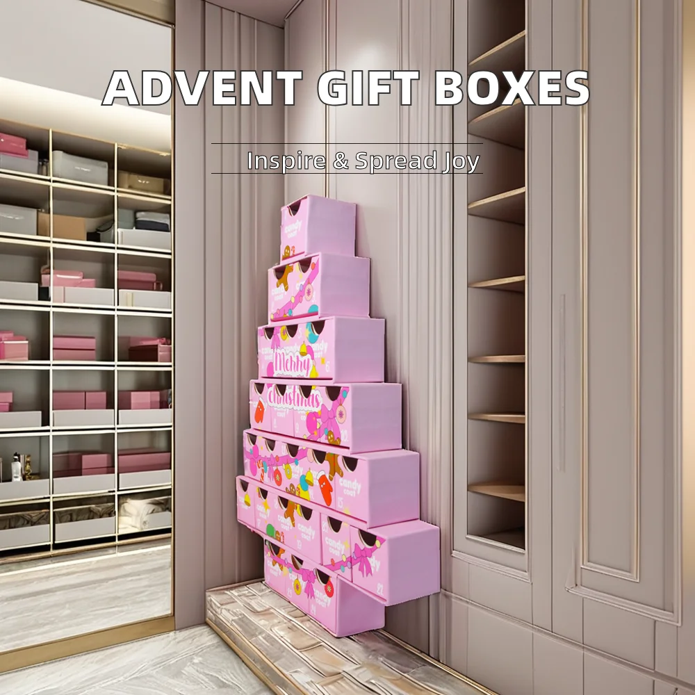 Custom Advent Calendar Gift Boxes for Christmas for Packaging Eye Cream Facial Cleanser Loose Powder Nail Polish Oil Perfume