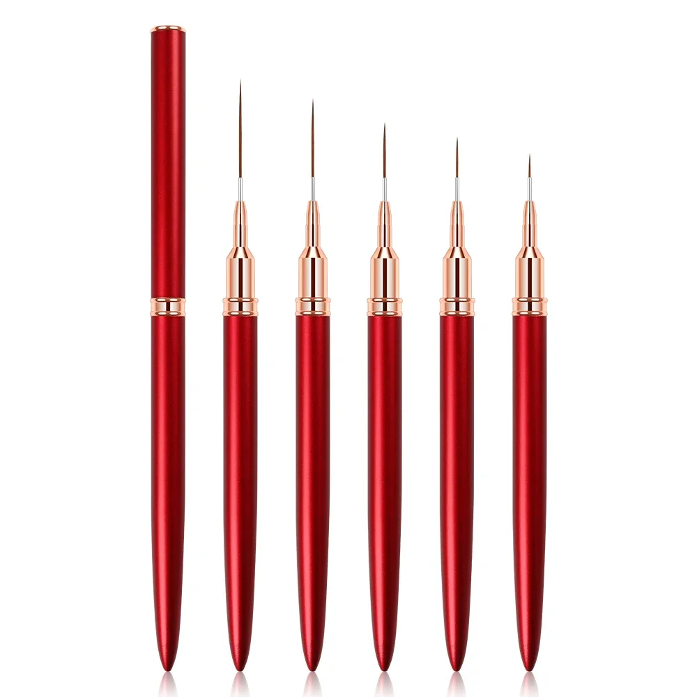 5/9/13/20/25mm Drawing Lines Painting Flower Ultra Thin Liner Nail Brushes Red Stripe Nail Liner Brush Custom logo