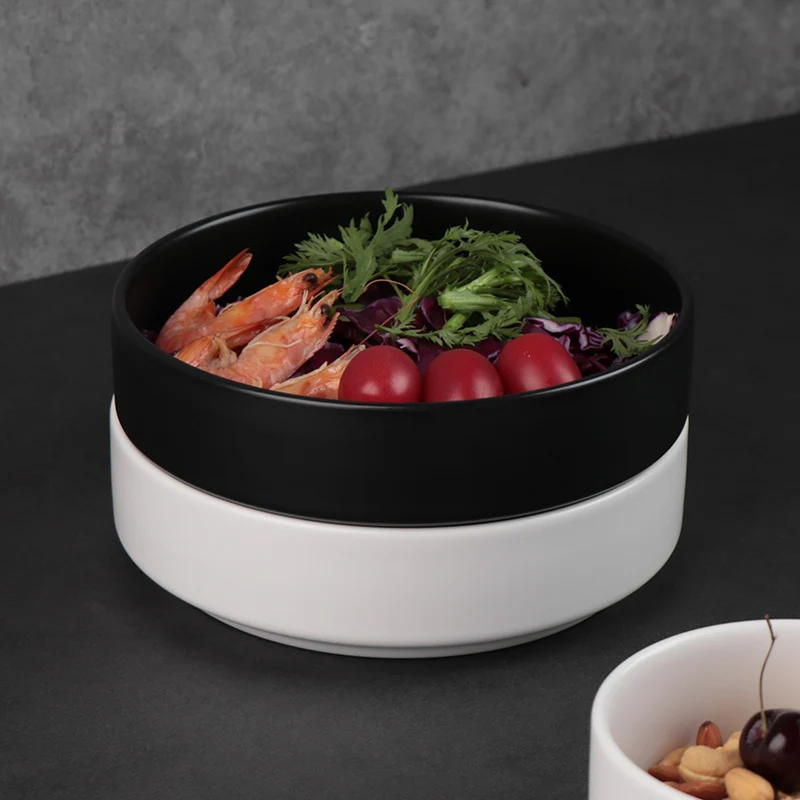 Guangzhou Factory Porcelain Plate Set Black White Dinnerware Plate Set Ceramic Wholesale Dinner Plate