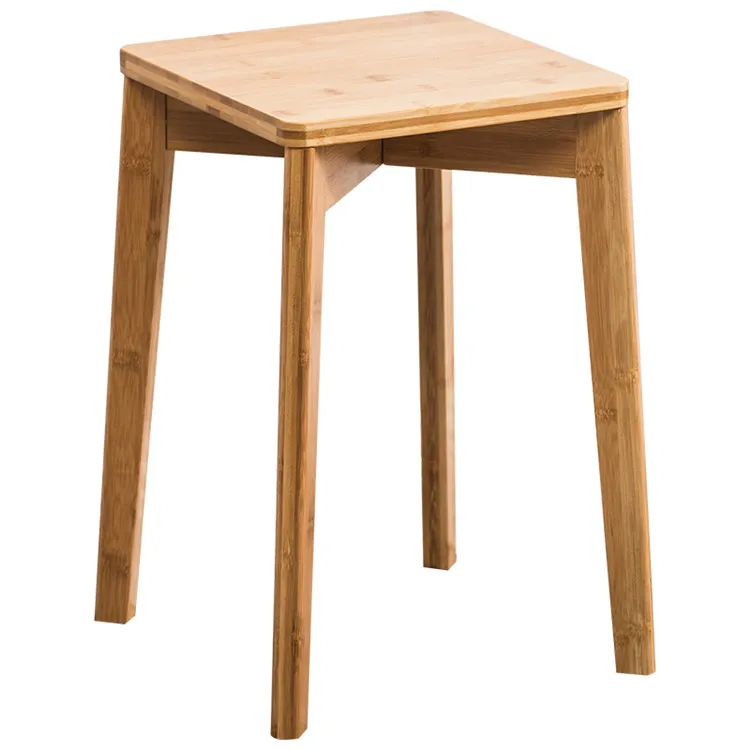
2021 New Square Revolving Wooden Bamboo Kitchen Breakfast Bar Stool High Stool 